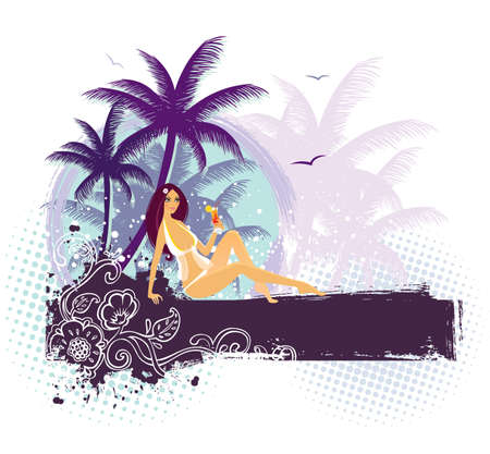 Vector illustration of Tropic backのイラスト素材