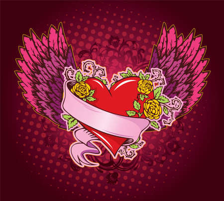 Vector illustration of Vintage heartのイラスト素材