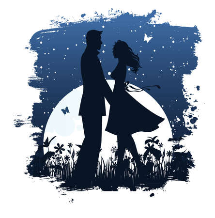 Lovers in nightのイラスト素材