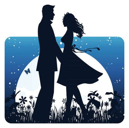 Lovers in nightのイラスト素材