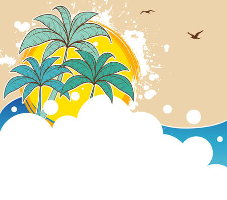 Vector illustration of Tropic back with palmsのイラスト素材