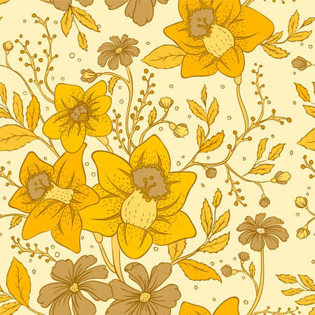Vector illustration of Floral seamless patternのイラスト素材