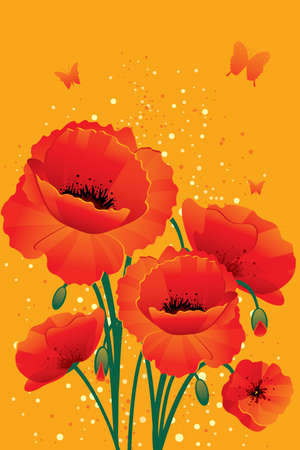 Red poppies backのイラスト素材