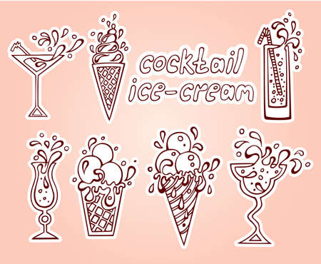 Cocktails iconsのイラスト素材