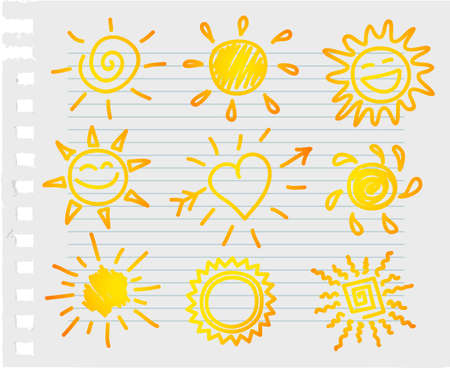 Hand-draw sun setのイラスト素材