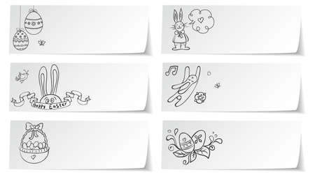 Vector illustration of Stickers set easterのイラスト素材