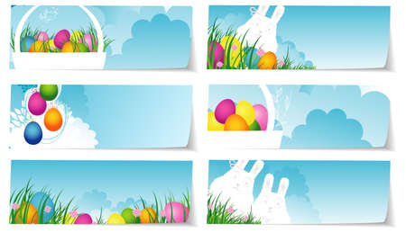 Vector illustration of Stickers set easterのイラスト素材