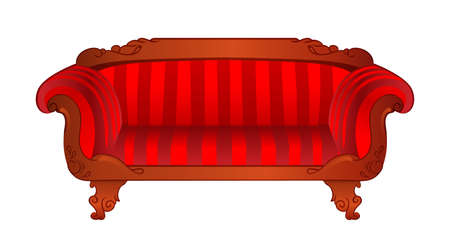 Vector red sofa isolated on white のイラスト素材