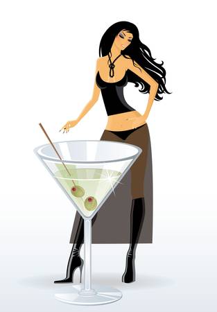 Beautiful girl and martiniのイラスト素材