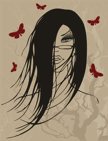 Vector illustration of Beauty floral womanのイラスト素材