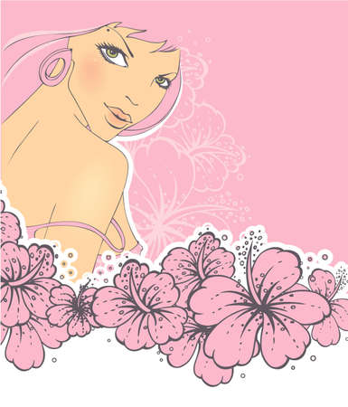 Vector illustration of Beauty floral womanのイラスト素材