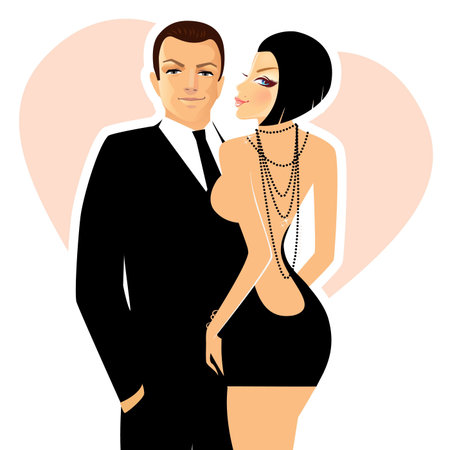 Vector illustration of elegance coupleのイラスト素材