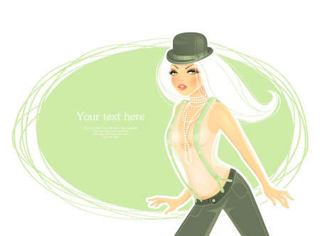  Suspenders girlのイラスト素材