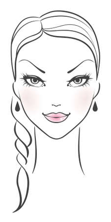 Vector illustration of Female face frontのイラスト素材