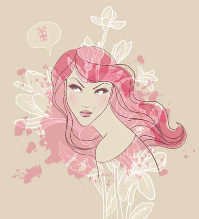 Vector illustration of Beauty floral womanのイラスト素材