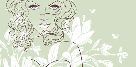 Vector illustration of Beauty floral womanのイラスト素材