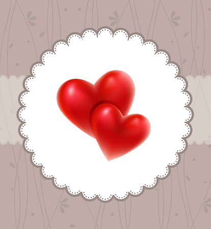 Valentine`s card with red heartsのイラスト素材