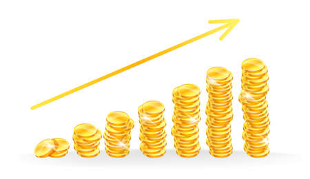  illustration of Golden coins のイラスト素材