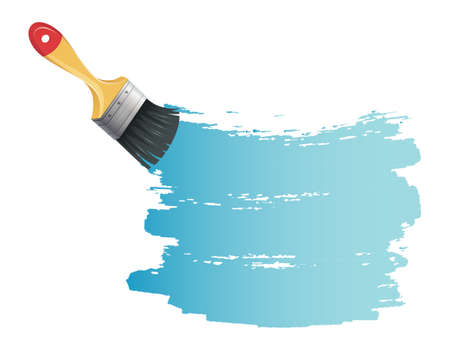 Vector illustration of Paint brush with blue splashのイラスト素材