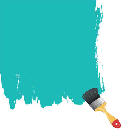 Vector illustration of Paint brush with blue splashのイラスト素材