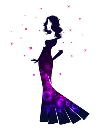  illustration of Woman silhouette in dressのイラスト素材