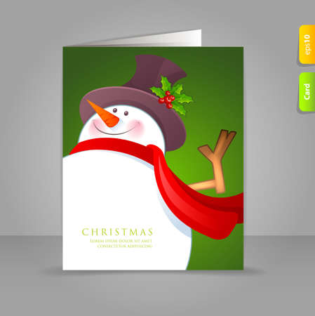  illustration of Christmas Snowman with red scarfのイラスト素材