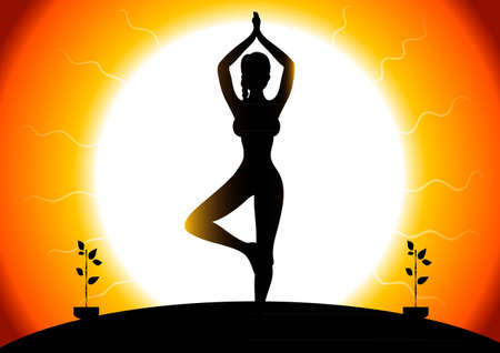 illustration of Beautiful woman doing youga exercisesのイラスト素材