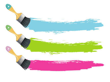 Vector illustration of Paint brushes with color splashesのイラスト素材