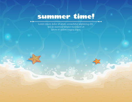 Vector illustration of Summer background with sand and waterのイラスト素材