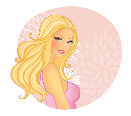  illustration of Beautiful woman with flowerのイラスト素材