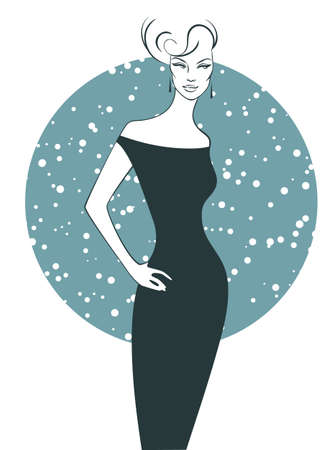Vector illustration of Woman silhouette in dressのイラスト素材