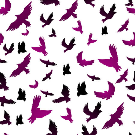 Vector illustration of Birds in seamless patternのイラスト素材