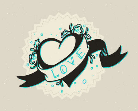 Vector illustration of Vintage heartのイラスト素材