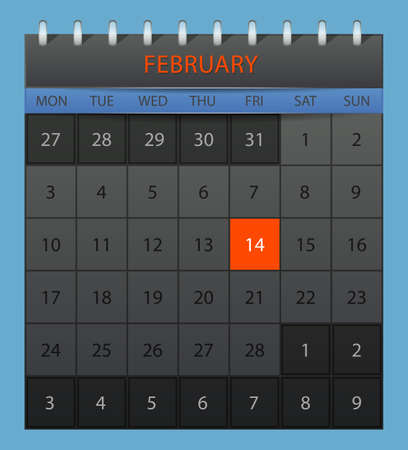 Vector illustration of February 2014のイラスト素材