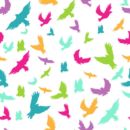 Vector illustration of Birds in seamless pattern