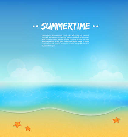 Vector illustration of Summer background with sand and waterのイラスト素材