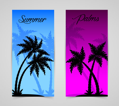Vector illustration (eps 10) of Palm silhouettes cardsのイラスト素材