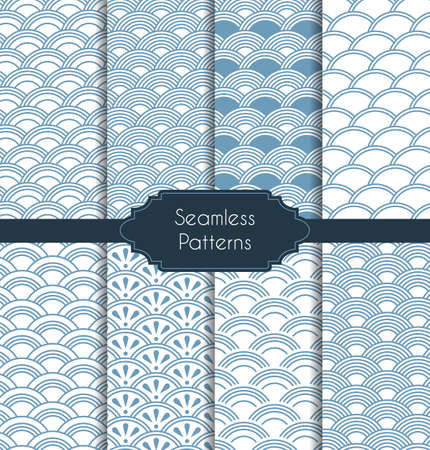 Vector illustration. Set of geometric seamless patternsのイラスト素材