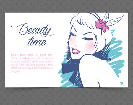 Vector illustration of Cards with womanのイラスト素材