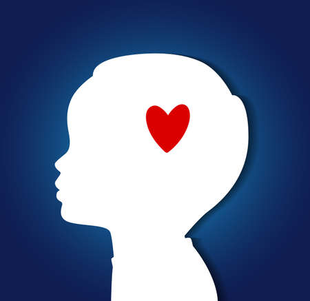 Vector illustration of Child head with heartのイラスト素材