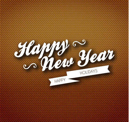 Vector illustration of Christmas calligraphy on knitted patternのイラスト素材