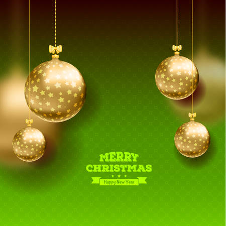 Vector illustration of Christmas card with balls backgroundのイラスト素材