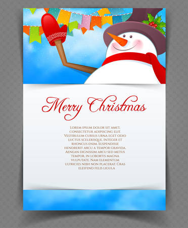 illustration of Xmas back with snowmanのイラスト素材