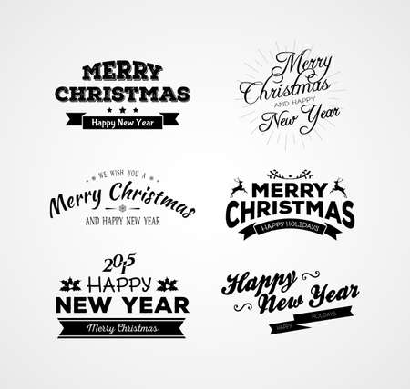 Vector illustration of Christmas and New year calligraphy setのイラスト素材