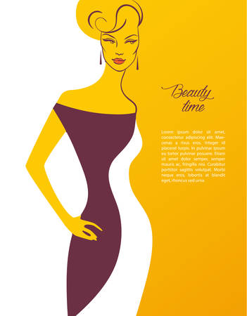 Vector illustration of Beautiful woman's silhouette imageのイラスト素材
