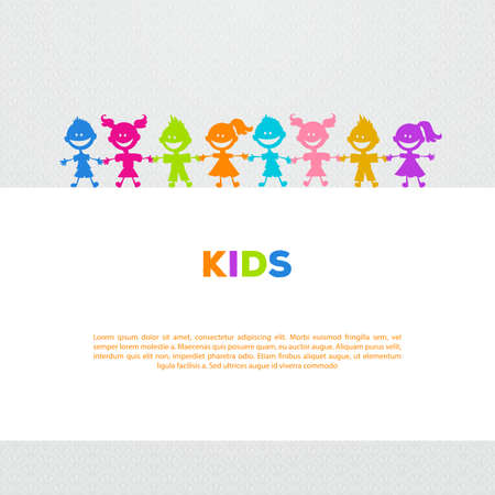 Vector illustration of Colorful kids friends imageのイラスト素材