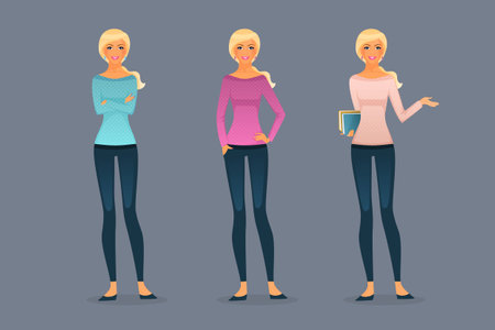 Vector illustration of Beautiful and young girlsのイラスト素材