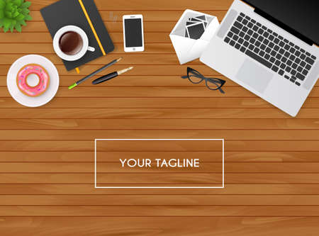 Vector illustration of Workplace with isolated objectsのイラスト素材