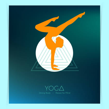 Vector illustration of Woman doing yoga asanas, flyersのイラスト素材