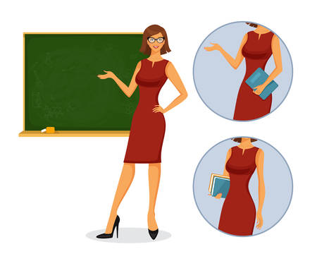 Vector illustration of Female teacher with blackboardのイラスト素材